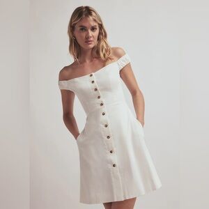Favorite Daughter The Lovesick Mini Dress Button Off The Shoulder White Size 6